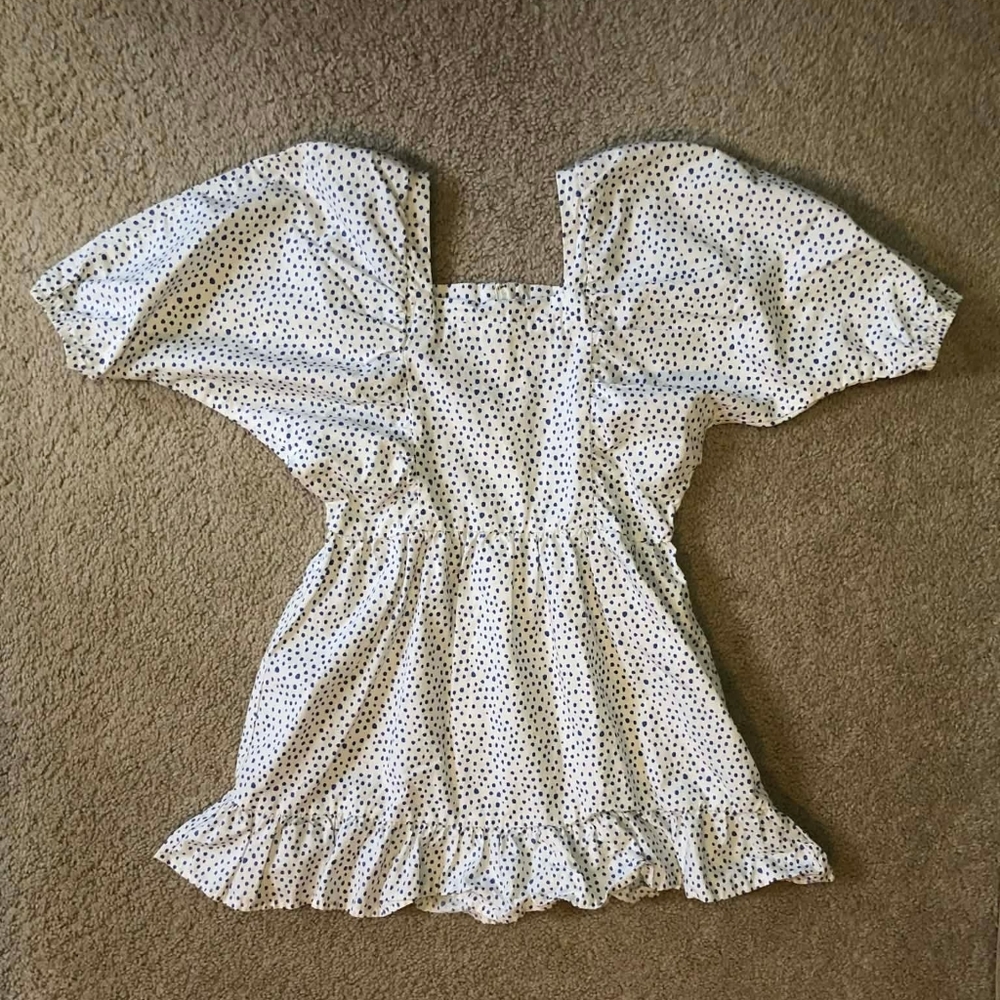 GB Girls Black and White Puff Sleeve Blouse